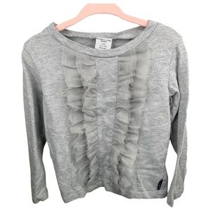 Polarn O. Pyret Gray Ruffle Long Sleeve T-shirt 3-4 Y